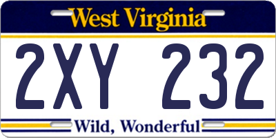WV license plate 2XY232