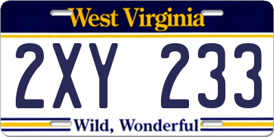 WV license plate 2XY233