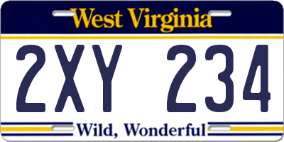 WV license plate 2XY234