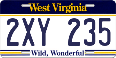 WV license plate 2XY235