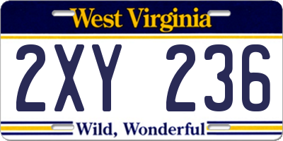 WV license plate 2XY236