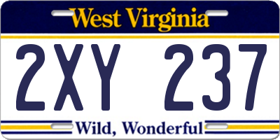 WV license plate 2XY237