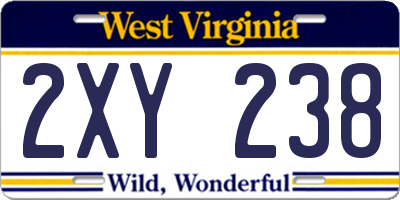WV license plate 2XY238