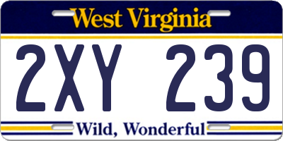 WV license plate 2XY239