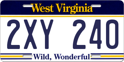 WV license plate 2XY240