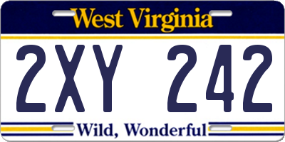 WV license plate 2XY242