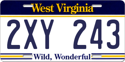 WV license plate 2XY243