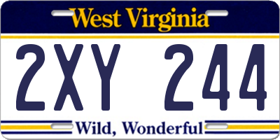 WV license plate 2XY244