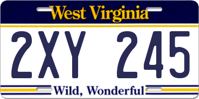 WV license plate 2XY245