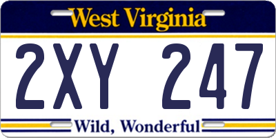 WV license plate 2XY247