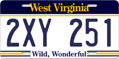 WV license plate 2XY251