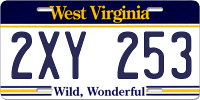 WV license plate 2XY253