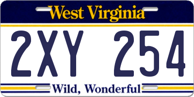 WV license plate 2XY254