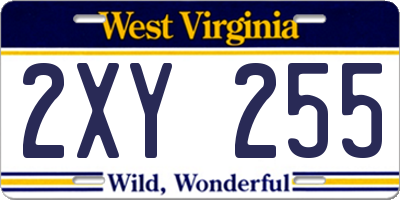 WV license plate 2XY255