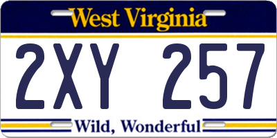 WV license plate 2XY257