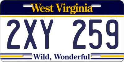 WV license plate 2XY259