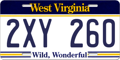 WV license plate 2XY260