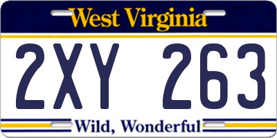 WV license plate 2XY263