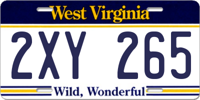 WV license plate 2XY265