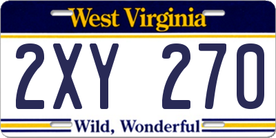 WV license plate 2XY270