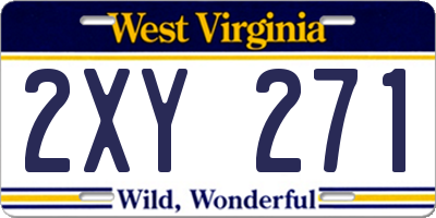 WV license plate 2XY271