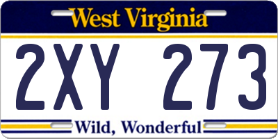 WV license plate 2XY273