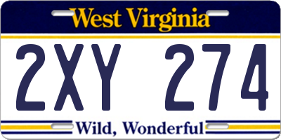 WV license plate 2XY274