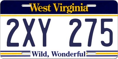 WV license plate 2XY275