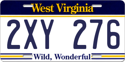 WV license plate 2XY276
