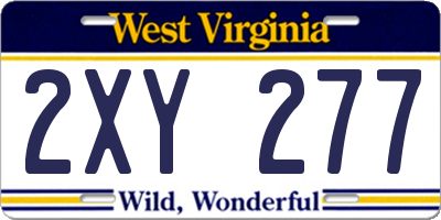 WV license plate 2XY277