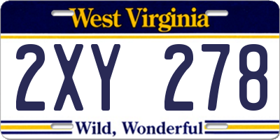 WV license plate 2XY278