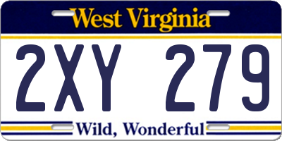 WV license plate 2XY279