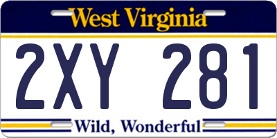 WV license plate 2XY281