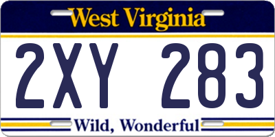 WV license plate 2XY283