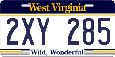 WV license plate 2XY285