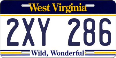 WV license plate 2XY286