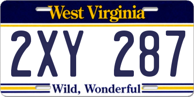 WV license plate 2XY287