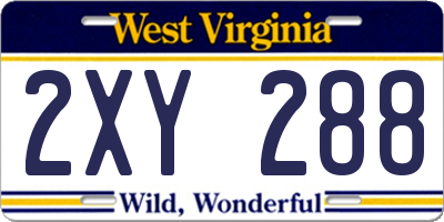 WV license plate 2XY288