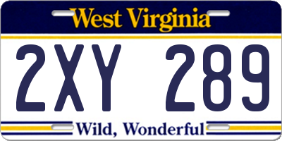 WV license plate 2XY289