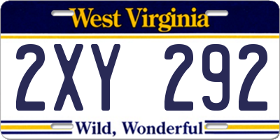 WV license plate 2XY292