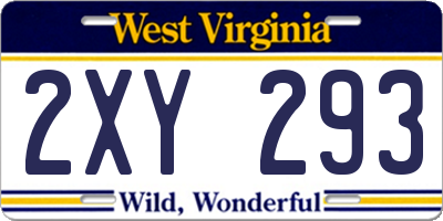 WV license plate 2XY293