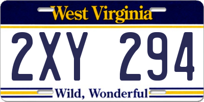 WV license plate 2XY294