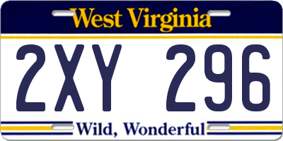 WV license plate 2XY296