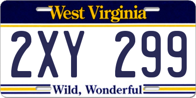 WV license plate 2XY299