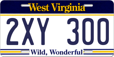 WV license plate 2XY300