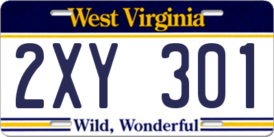 WV license plate 2XY301