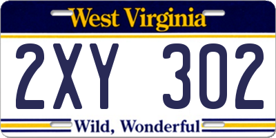 WV license plate 2XY302