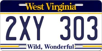 WV license plate 2XY303