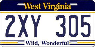 WV license plate 2XY305