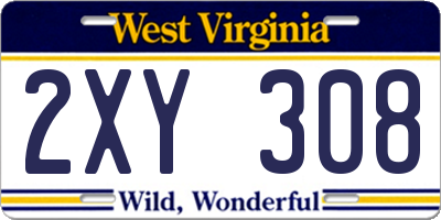 WV license plate 2XY308